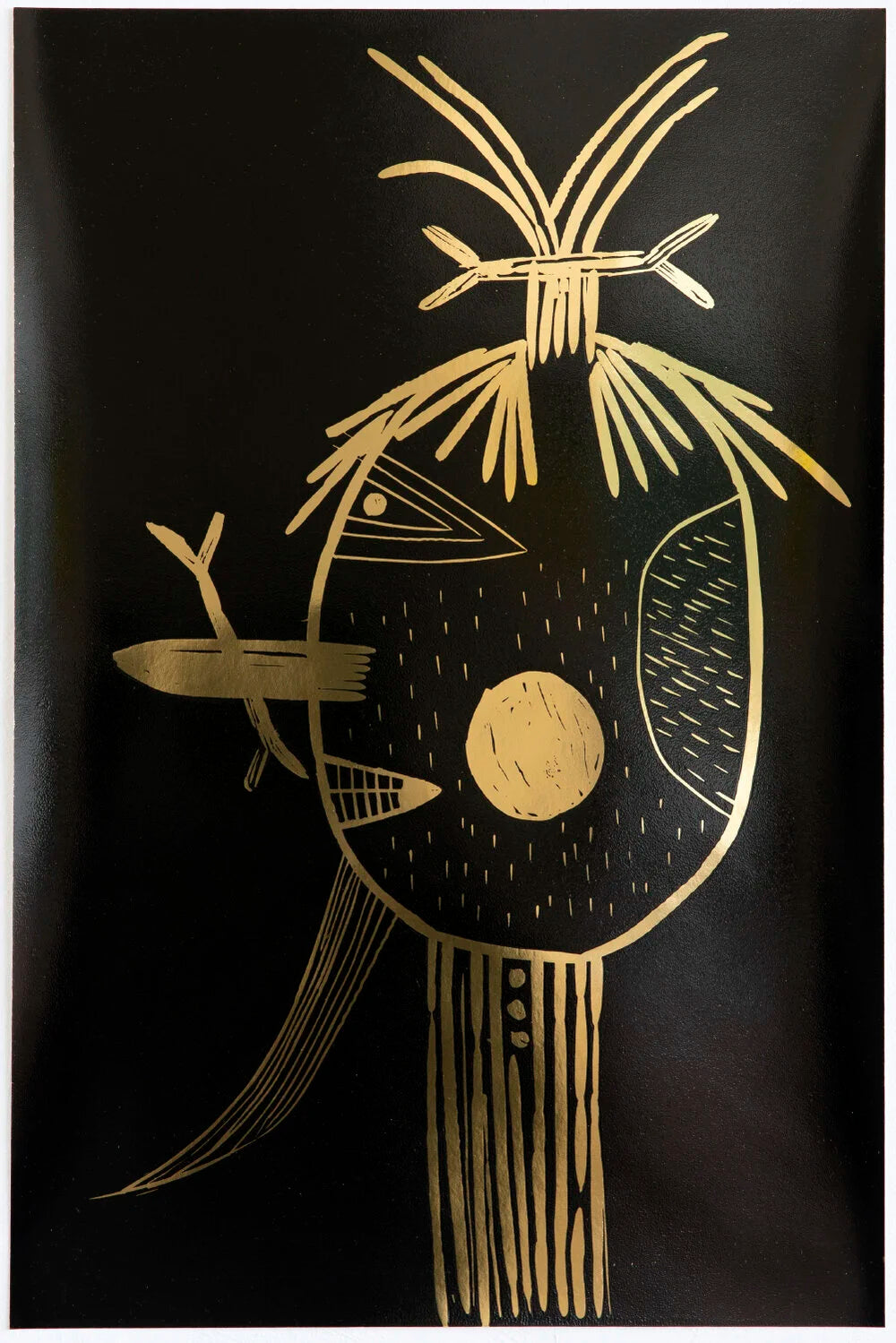 Linocut on gold