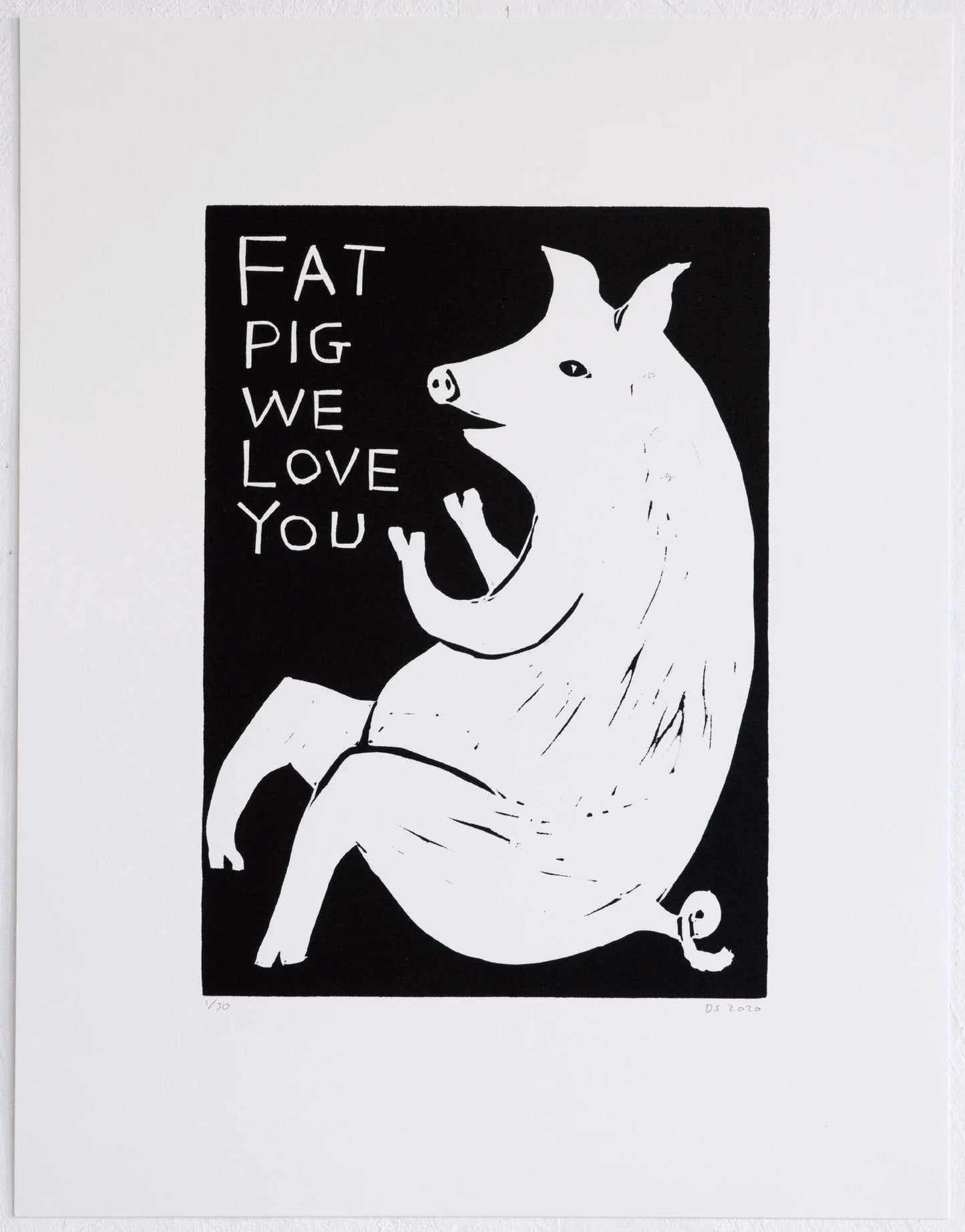 Linocut (FAT PIG WE LOVE YOU)