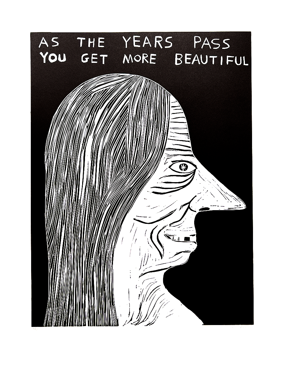 Linocut (As the years pass you get more beautiful)