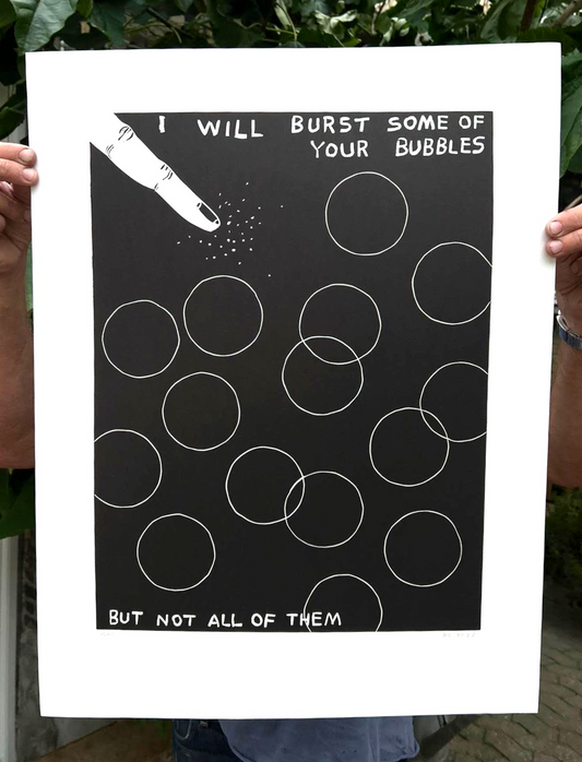 Linocut (I will burst some of your bubbles)