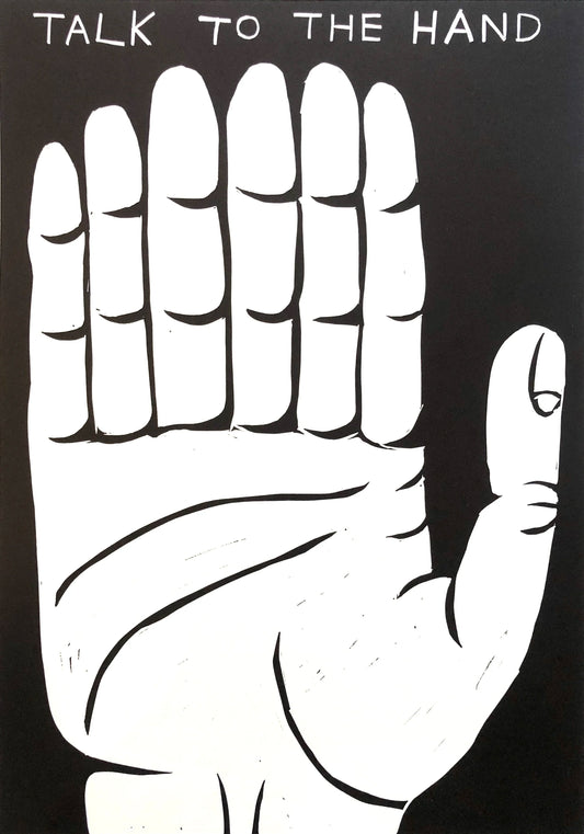 Linocut (Talk to the hand)