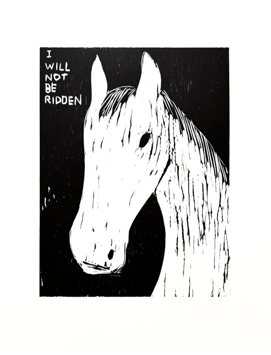 Woodcut (I will not be ridden)