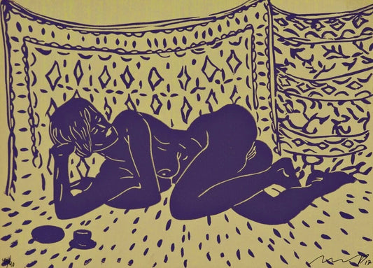 Linocut on gold