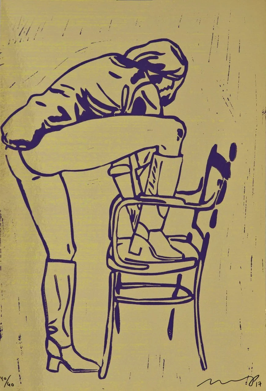 Linocut on gold