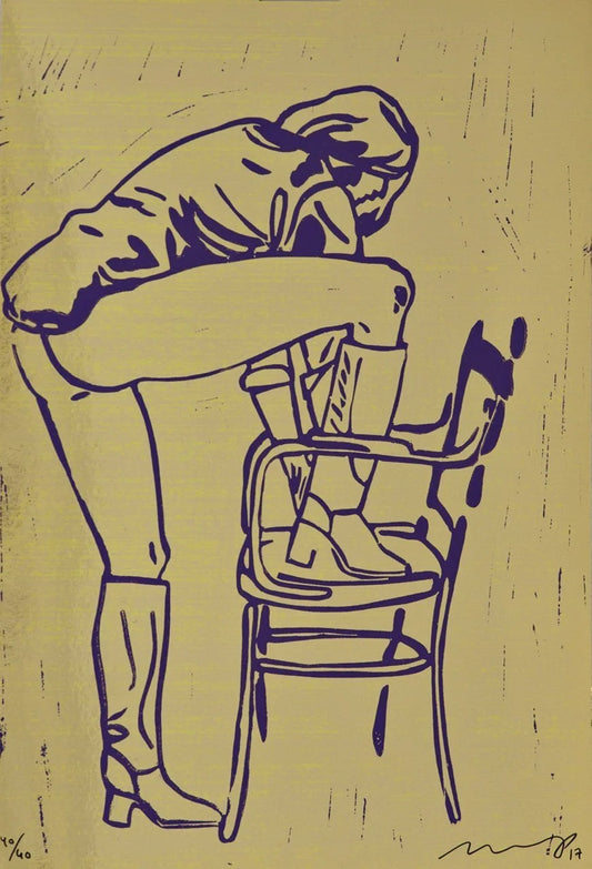 Linocut on gold