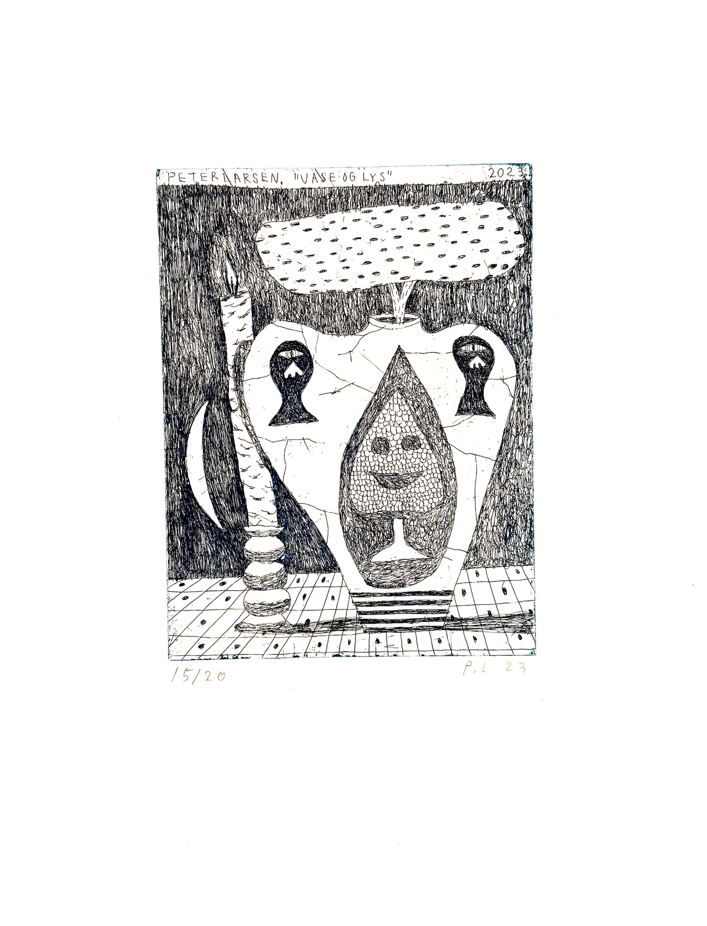 Etching (Vase og lys)