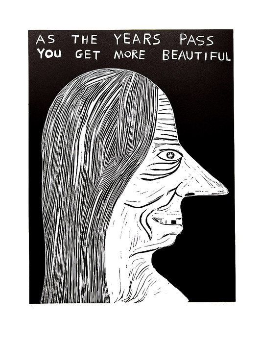 Linocut (As the years pass you get more beautiful)