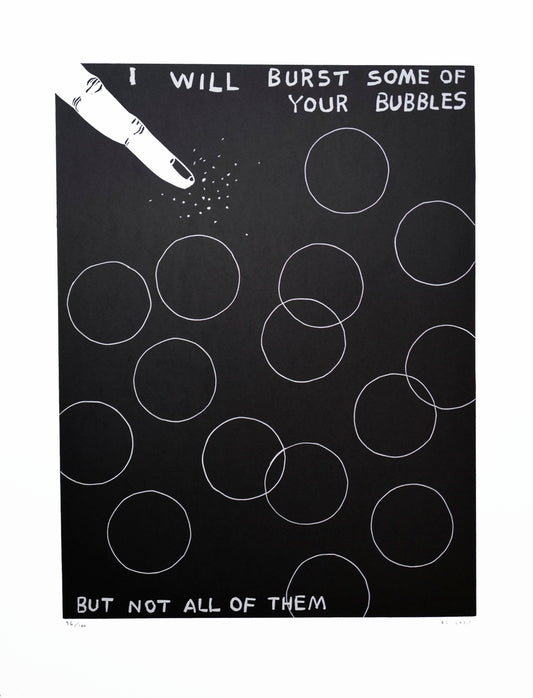 Linocut (I will burst some of your bubbles)