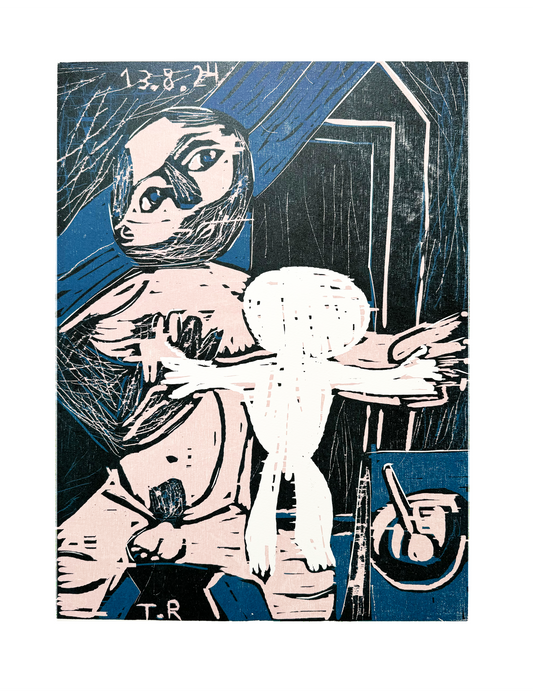 Woodcut (Barn og gammel mand)